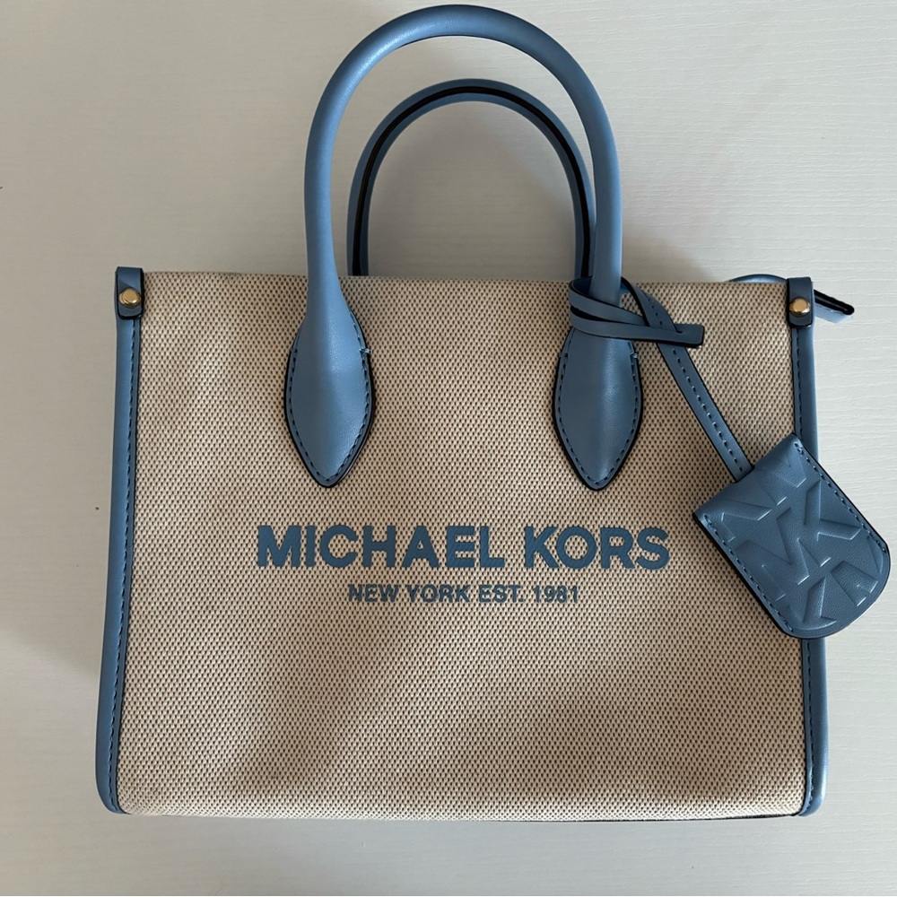 Michael Kors Chambray with Blue Leather Handbag